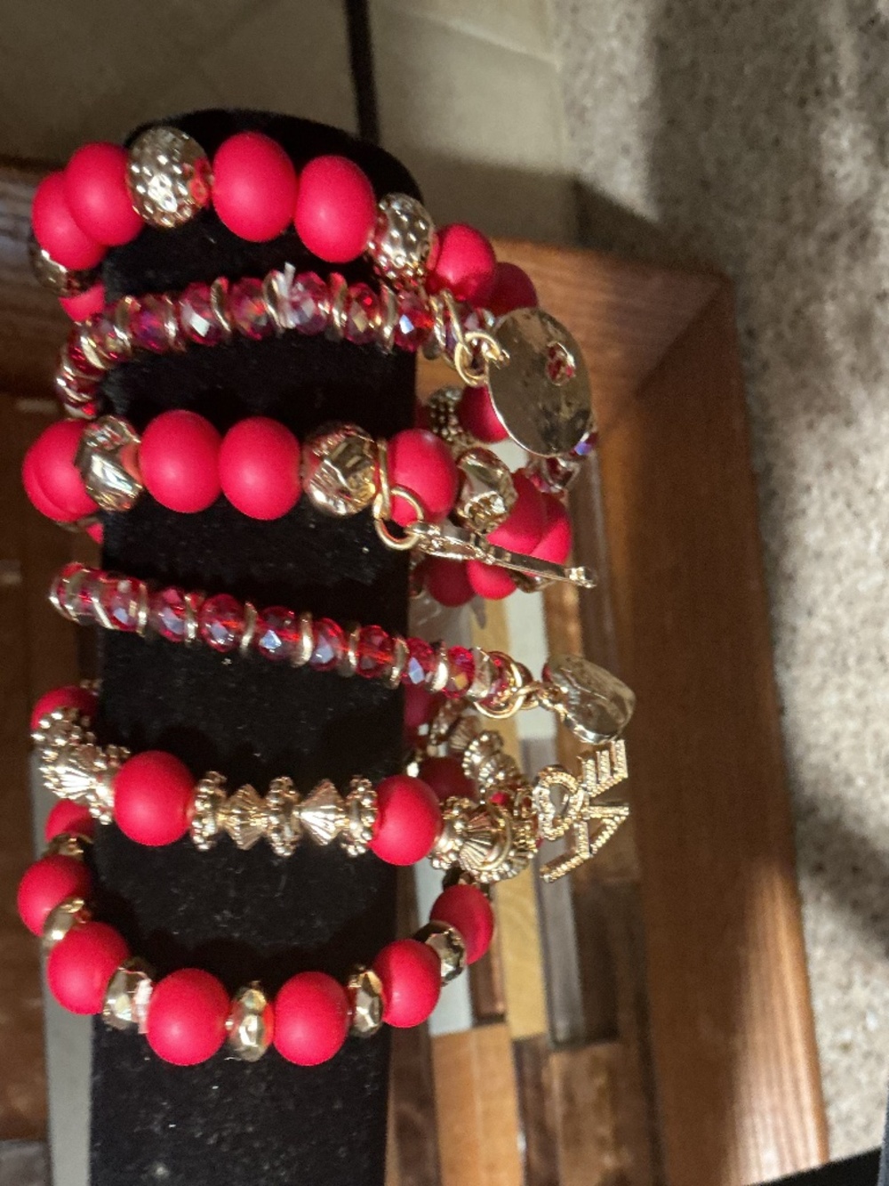 6 large beaded Love Charm bracelets.